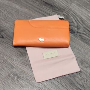 NWOT Orange Pebbled Leather Radley Snap Fold Wallet